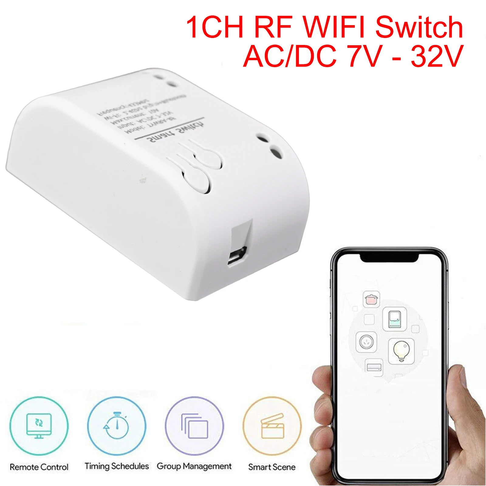 

For Home Household Relay Control Relay Relay Module Access Control Relay 12V White 7.2x4.5x0.9cm Multi Functional