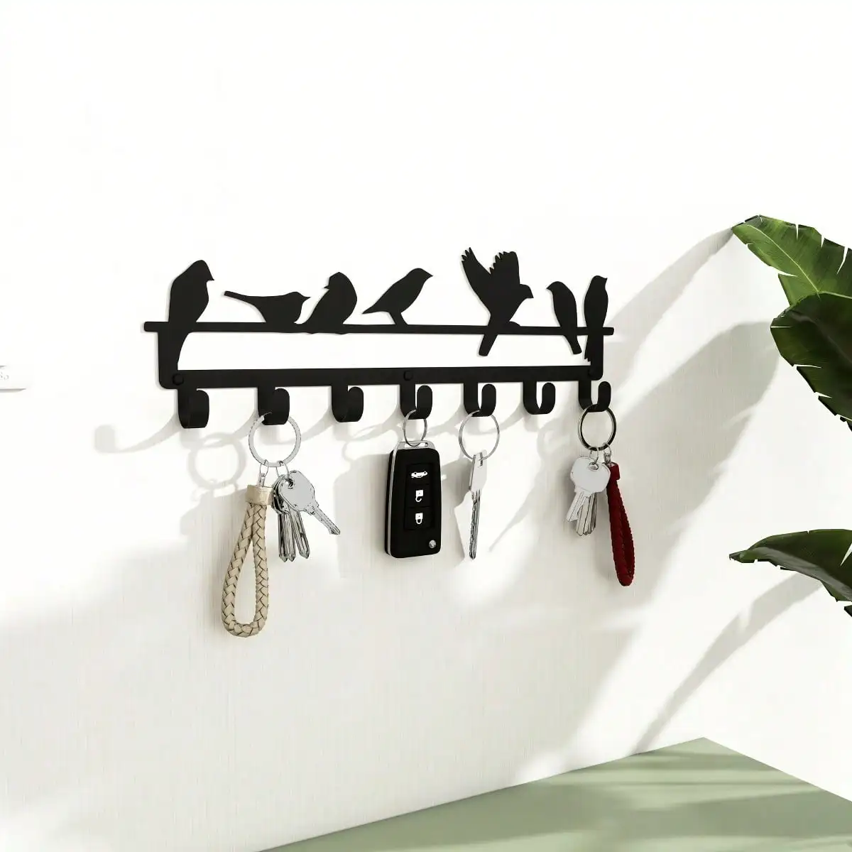 CIFBUY Vintage Metal Bird Wall Hook 7 Decorative Hangers Rustproof Iron Key Rack Wall Mounted Storage Organizer For Keys Hats