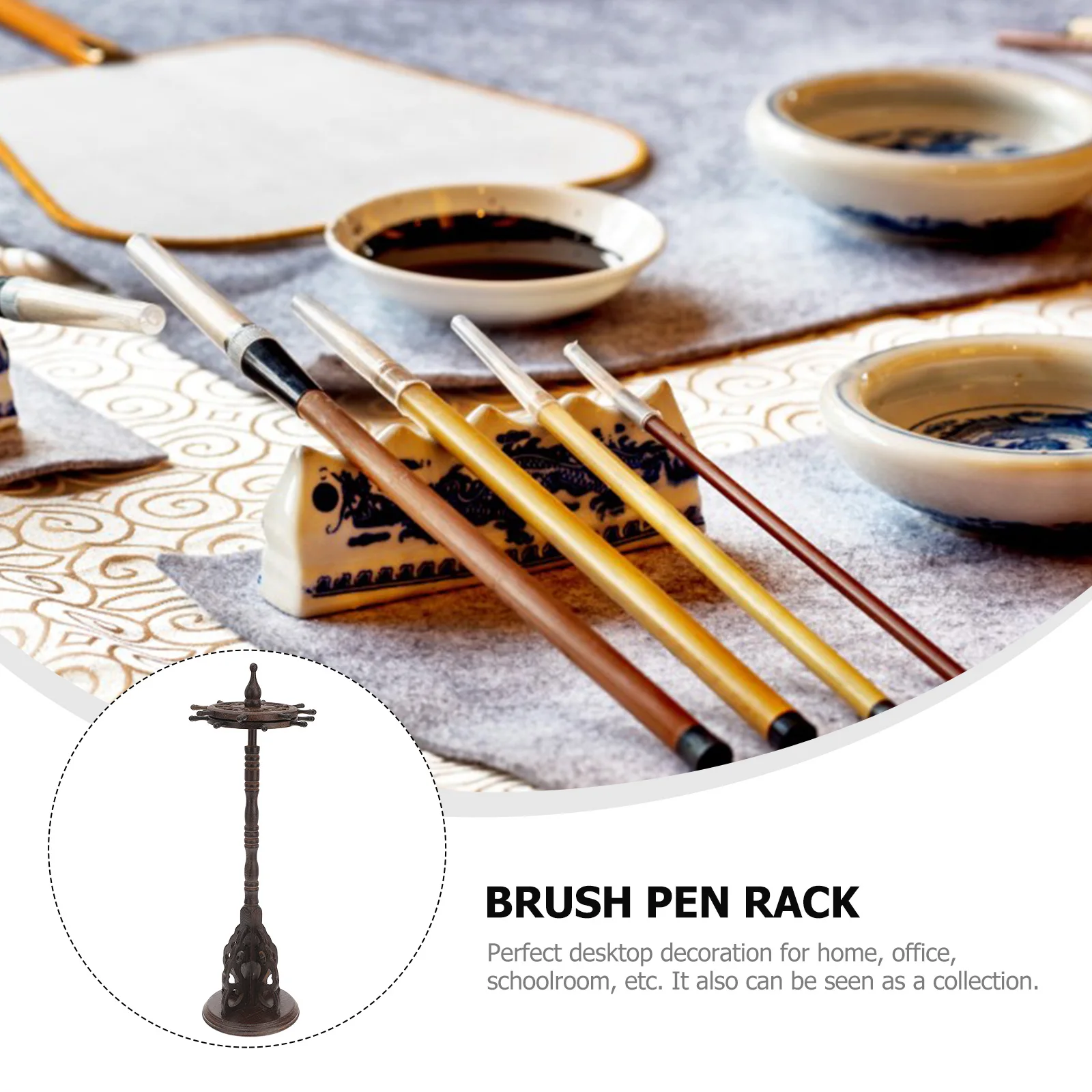 

Деревянная подвесная ручка, черная вешалка, круглая основа, стойка для кистей, мольберт, многоцелевой стол, решение для хранения декора для домашнего офиса, школьной комнаты