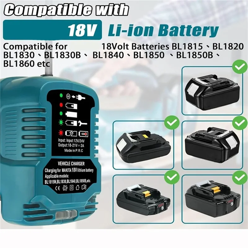 สมาร์ท-สําหรับ Maikta BL1830 BL1840 BL1850 BL1840B BL1815 18V Li-แบตเตอรี่ปลั๊กไฟแช็ก Mini Charger รถ Charger