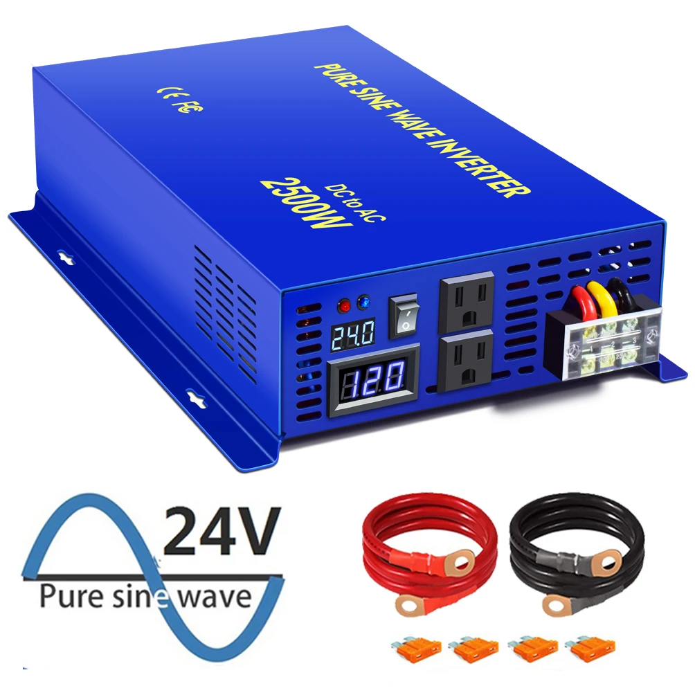 

2500W Pure Sine Wave Inverter RV Battery Solar Power Generator 12V 24V 36V 48V 72V to 100V 110V 220V 230V 240V DC AC Converter