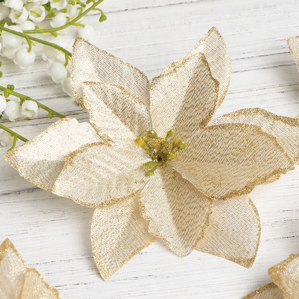 

24 PCS Christmas Flower Pendant Wreath Making Supplies Decorations Ornaments Faux Flowers Wreaths