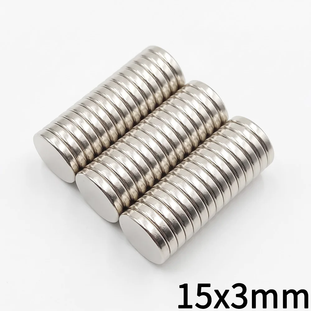 Round Magnet 15x3mm Permanent Super Strong Powerful Magnetic Disc 15*3 Neodymium Imanes for Fridge, DIY, Scientific, Craft