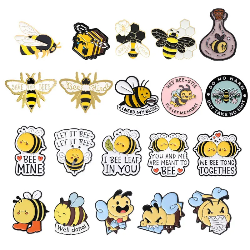 bee game amine Enamel Pin Funny Brooch Cartoons Badge for Bags Jeans Hoodies Denim Lapel Pin Jewelry Kids Best Gift