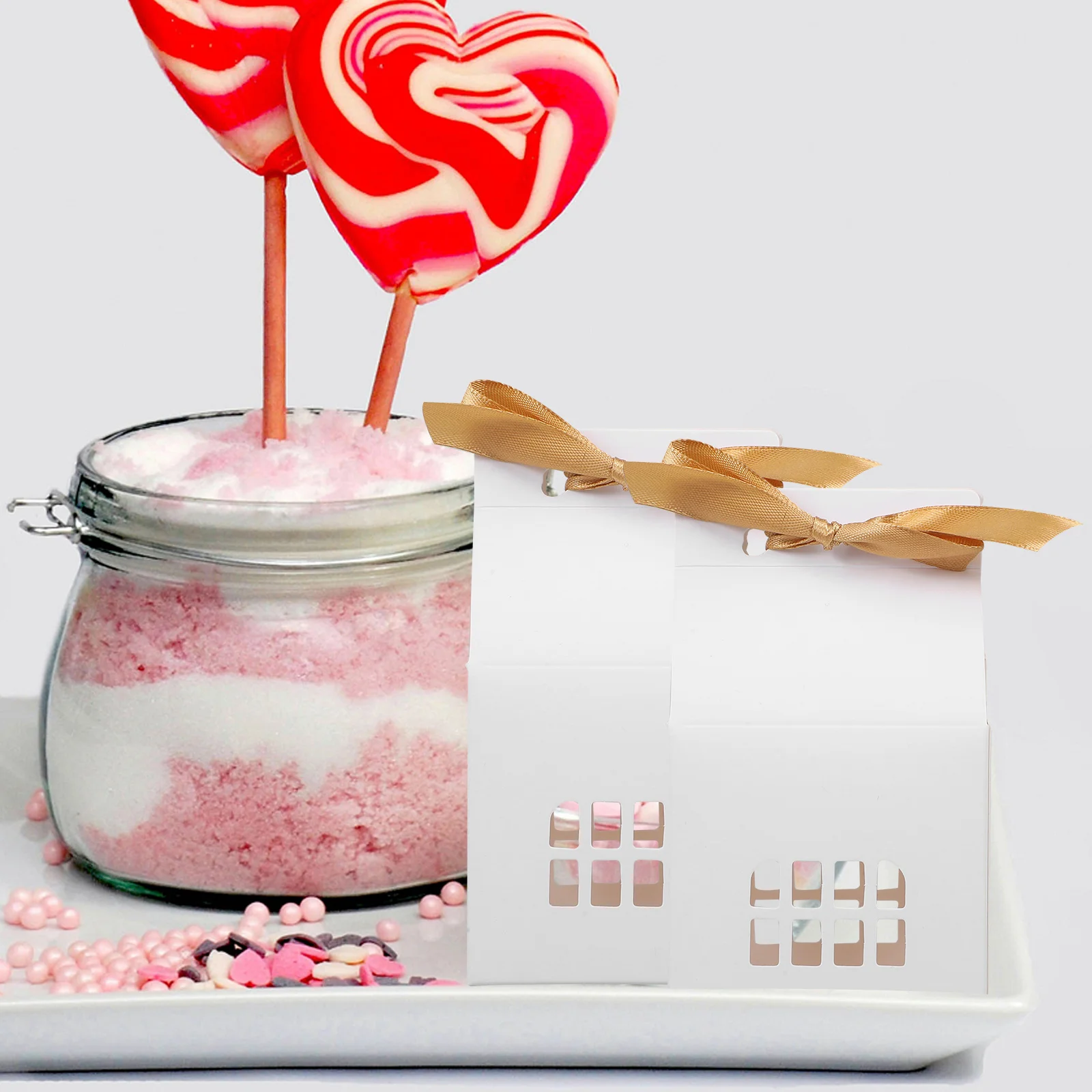 

12pcs House Shaped Gift Paper Candy Boxes Wedding Party Storage Boxes Holiday Birthday Decoration Hollow Multifunctional