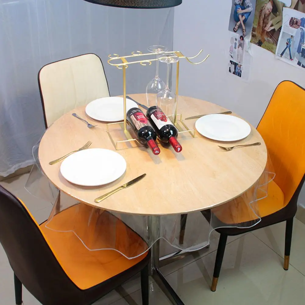 Stain-resistant Table Cover Round Plastic Tablecloth Protector Waterproof Oil-proof Pvc Table Cover Stain-resistant for Home