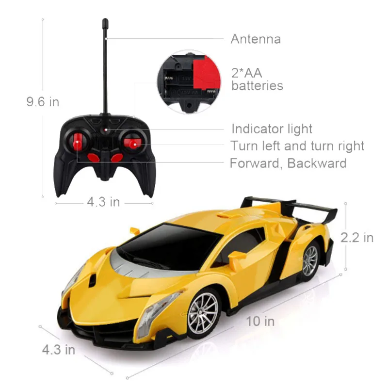 Remote Control Car, RC Cars Gifts For Kids 1:20 Electric Sport Racing Hobby Toy Car Yellow Model Vehicle For Boys Girls Adults W