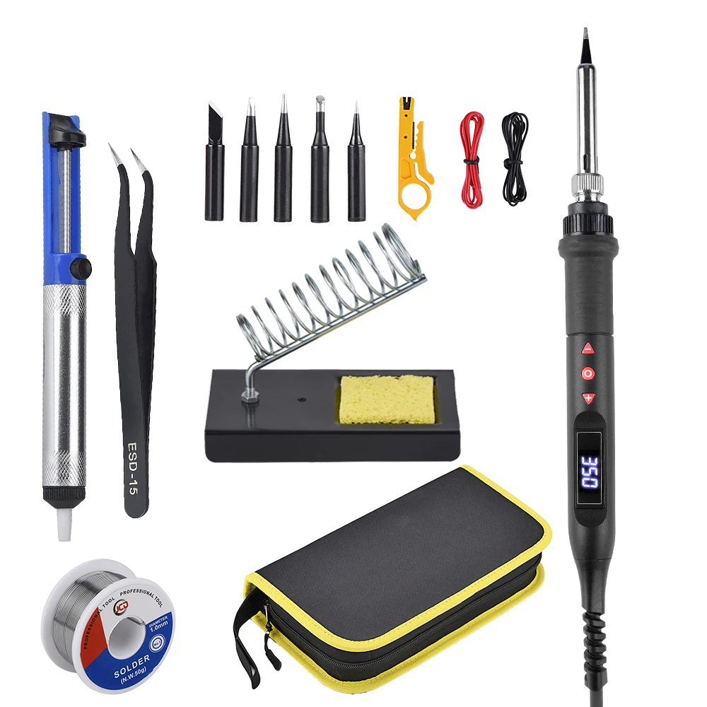 JCD Adjustable temperature 80W Soldering iron kit LCD Display intelligent switch portable Soldering iron 220V Soldering tool