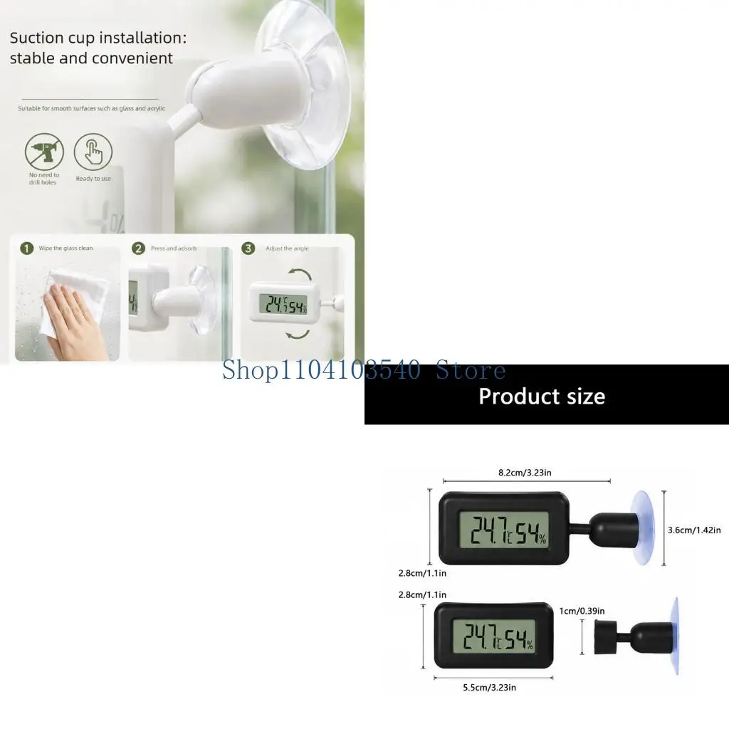 02DC Lighted Climate Reader for Daily Care, Rotating Suction Cup Screen for Tank Air Review and Glass-Side Reading Use