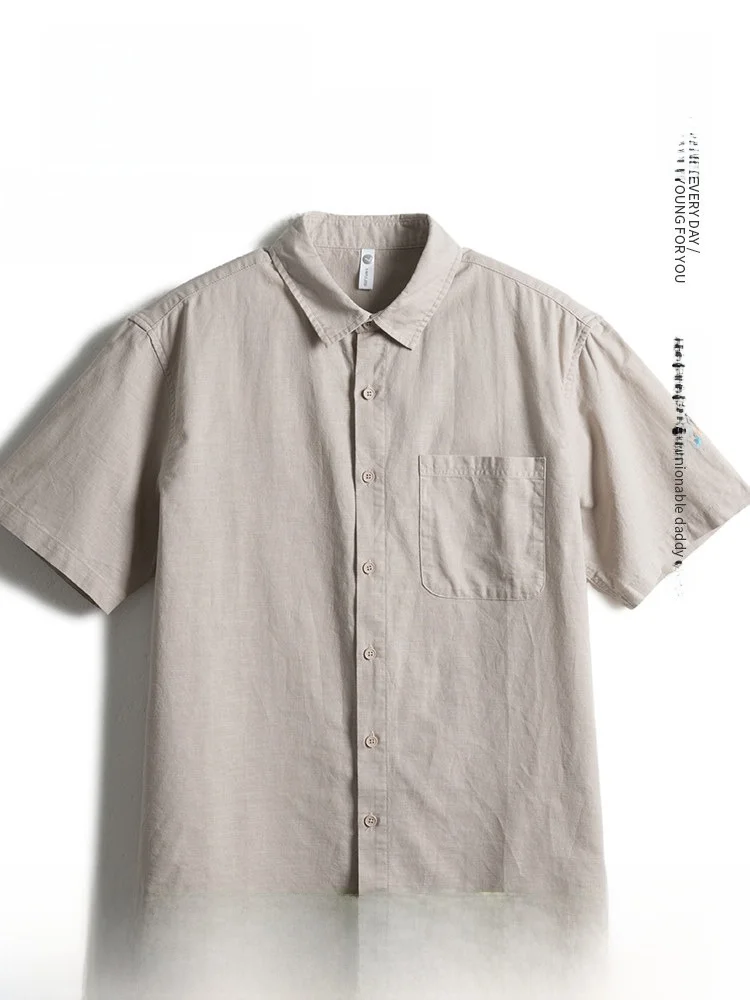 

Loose Cotton Linen Short Sleeve Shirt Men's Summer Breathable Comfortable Fashionable Urban Style Dad Grandpa Clothing