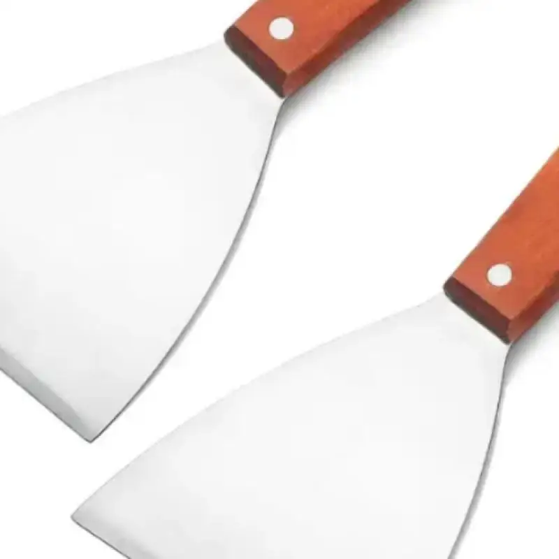 

2-Piece Stainless Steel Spatula Set with Wooden Handle for Grilling, Pizza, Steak, Non-Slip Grip, Durable Kitchen Utensils