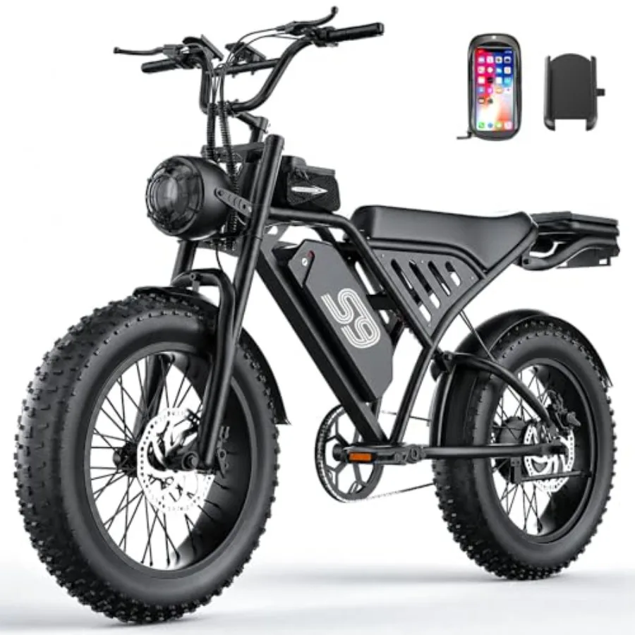 

Electric dirt bike for adults: 2500W peak, 100-mile range, 36MPH, 48V 20AH removable battery, 20 fat tires, NFC password unlock