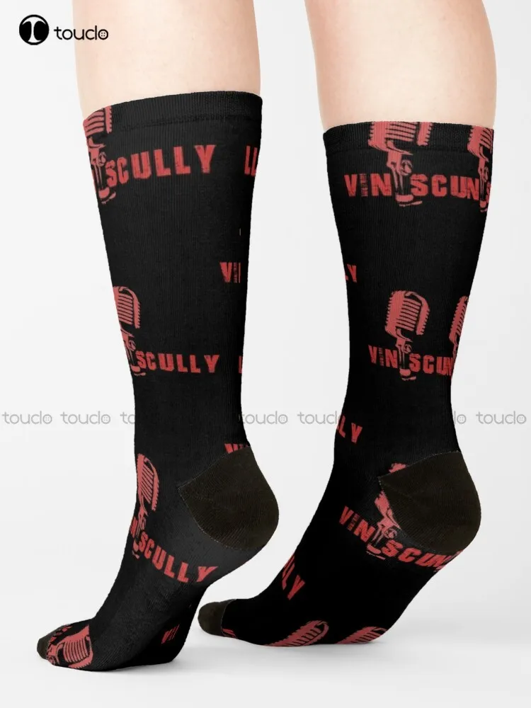 Vin Scully Red Socks Womens 360° Digital Print Custom Gift Street Skateboard Socks Unisex Adult Creative Funny Socks Halloween