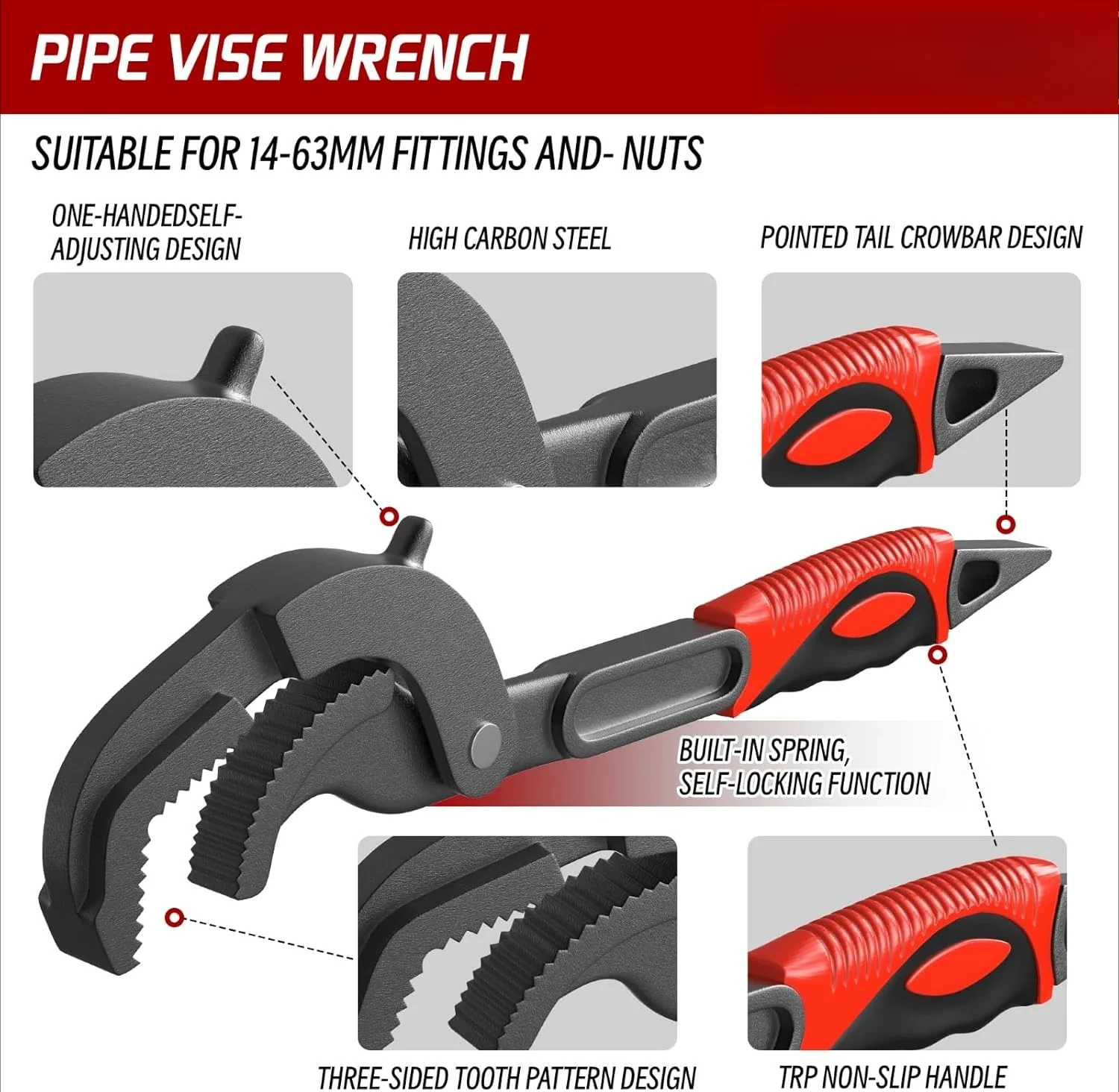 مجموعة مفاتيح ربط الأنابيب القابلة للتعديل، أدوات سباكة مقاس 10 بوصة و15 بوصة لصواميل 0.55 بوصة - 2.48 بوصة، أنابيب، استخدام مفتاح ربط الحوض #3