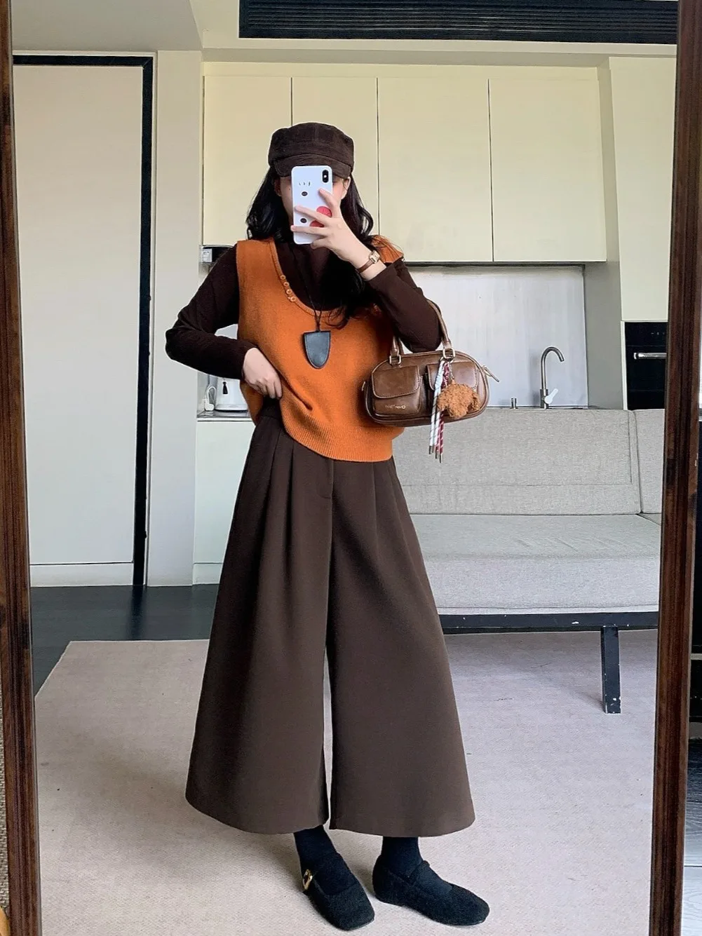 

plus Size Women's High Waist Wide Leg Pants Autumn Winter New Style Slimming Woolen Trousers Comfortable Fashion Commute Style