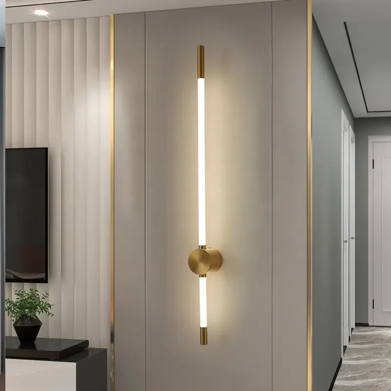 Modern Long Strip LED Wall Light Dimmable Adjustable Height Living Room Bedroom Bedside Corridor Staircase Sconce Decor