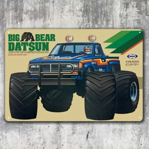 Marui Big Bear Datsun Monster Truck - Retro Rc Car Metal Sign Poster - 20x30cm