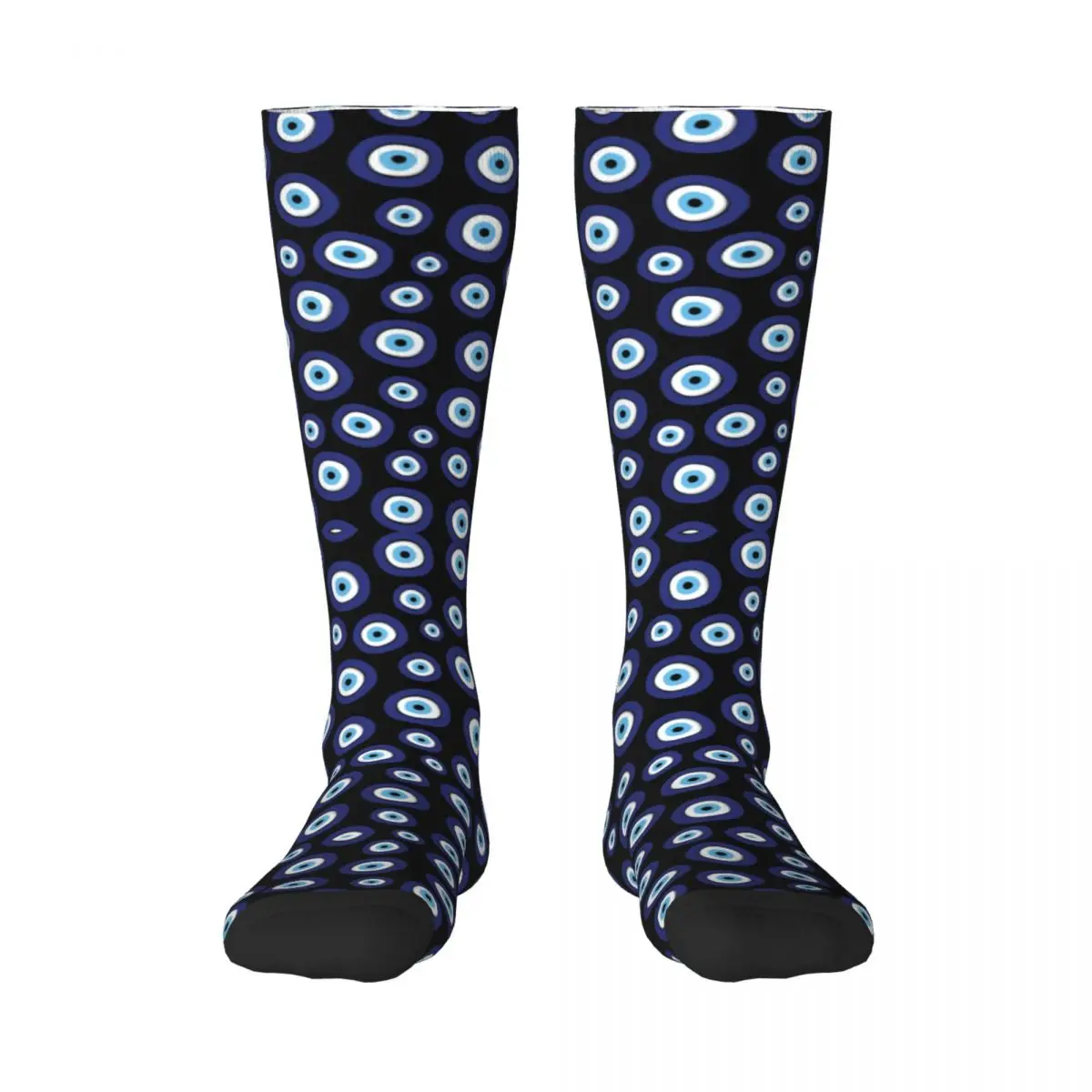 Greek Amulet Evil Eye Pattern Thigh High Socks Womens Warm Fashion Novelty Nazar Lucky Charm Stockings