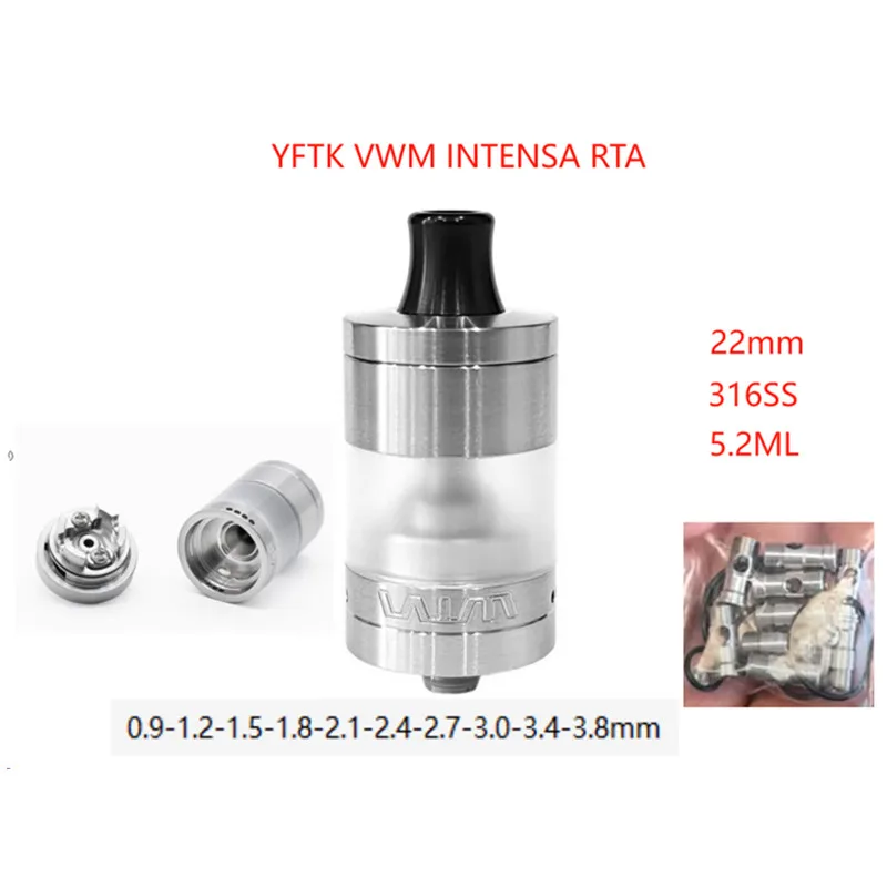 YFTK VWM Intensa RTA Tank 316SS 5.2ml 22mm PCTG Ecig 10 Vape Vaper Vaporizesrs atomizer tank for coils & atomizers - gallery image 2