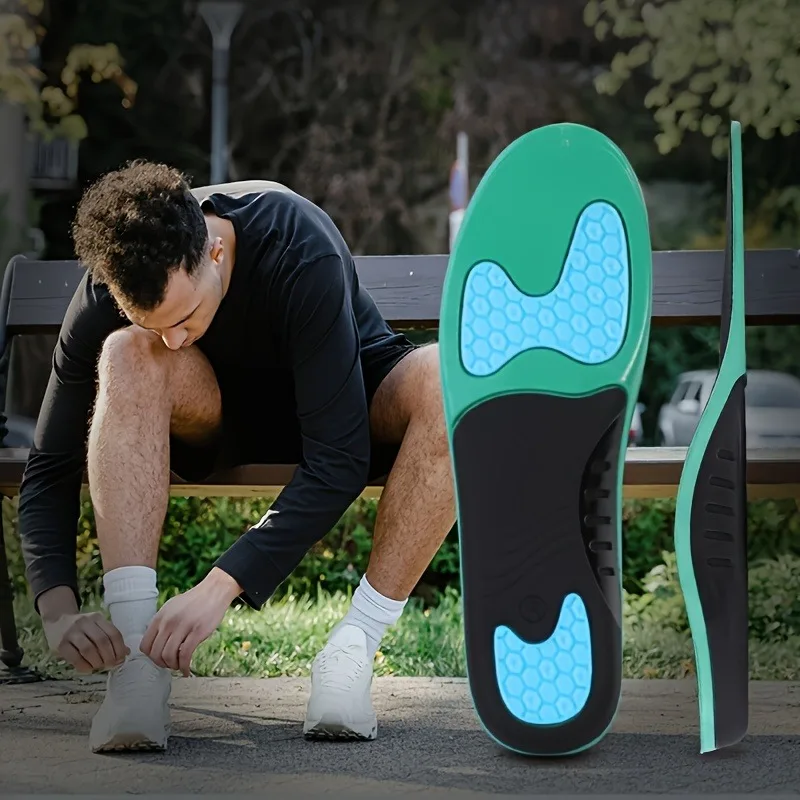 1 paire de semelles orthopédiques avec coussinets en gel alvéolé, soutien de la voûte plantaire, absorption des chocs pour soulager la fasciite plantaire et les pieds plats