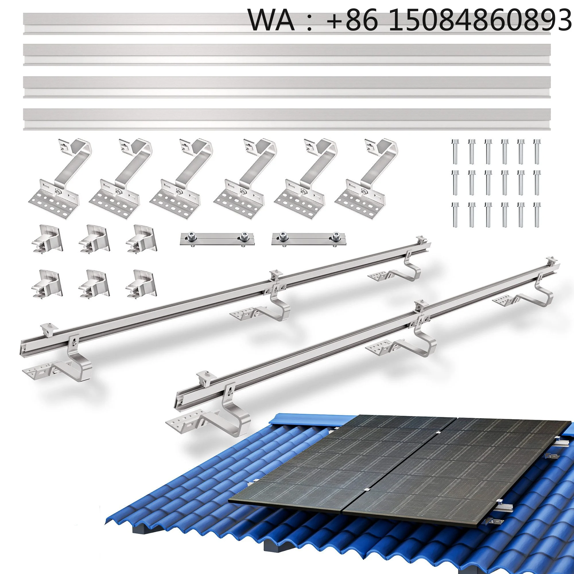 2000W DIY Pitched Roof PV Mount Kit, 2 Module Solar Accessories, Labor Saving Solar Energy Hardware Parts for Home Solar Panel A