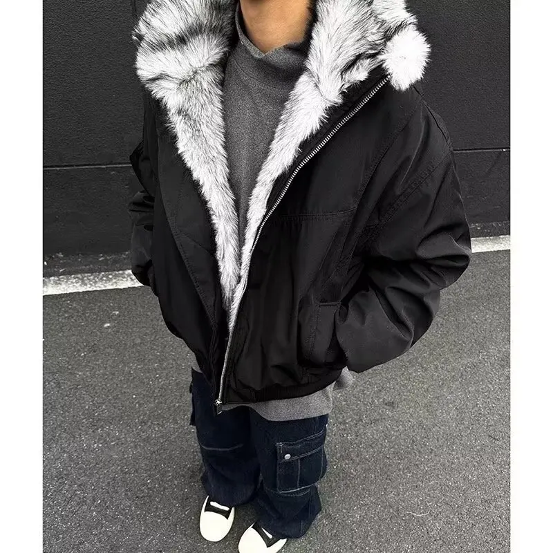 

Мужская зимняя высококачественная теплая хлопковая верхняя одежда с меховым воротником в стиле ретро в американском стиле Mountain Eagle Cleanfit