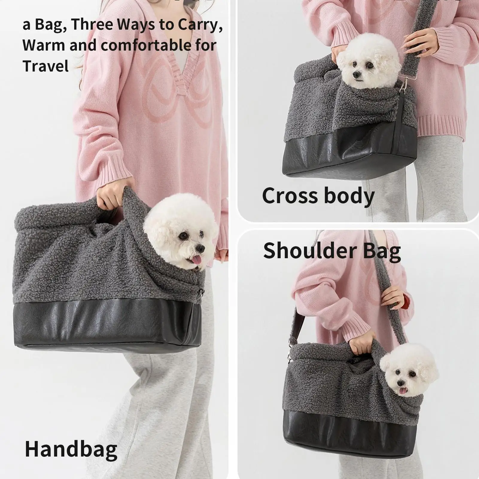 

Сумка-переноска для кошек, теплая водонепроницаемая сумка на плечо с пряжкой безопасности, слинг-переноска для собак для маленьких и средних пород, зимние путешествия