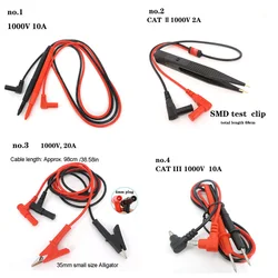 Digital 1000V 2A 10A 20A Thin Tip Needle Multimeter Multi Meter Test Lead cord Probe Wire Pen Cable Tester 4mm banana end tools