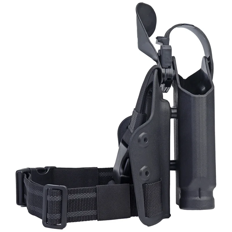 Right Hand Short Gun Holster with Flashlight Suitable for 1911 Outdoor Shooting Leg Holster