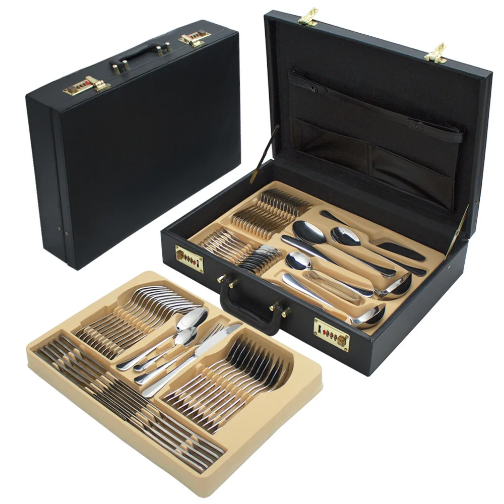 Stainless Steel Cutlery Set with Case Modern Flatware for Home & Restaurant Dishwasher Safe Eco-Friendly Lightweight