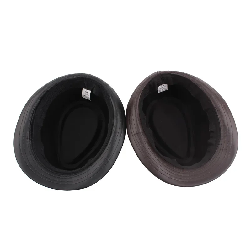 PU Leather Gift Fedoras for Middle-aged and Elderly Autumn and Winter Outdoor Leisure Gentlemen Jazz Hat for Men Panama Hat