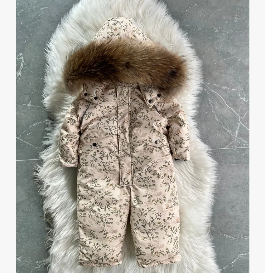 Children's Cotton Clothes 26 Winter New Printed Fashion Fleece Thickened Warm Boys and Girls One-Piece Cotton Jacket Ski Clothes