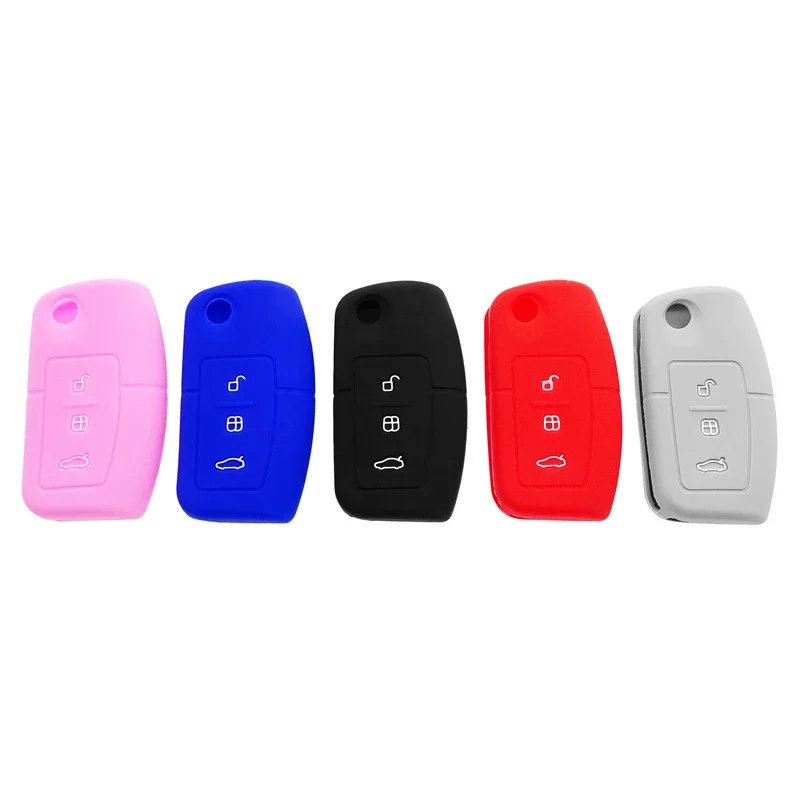 5 Colors Key Case for Ford Focus Fiesta Galaxy C-Max S-Max Falcon Territory Ecosport Remote Key Cover Car Decor Interior Parts