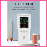 1 Piece 9 In 1 Air Quality Monitor High Precision PM2.5 PM10 HCHO TVOC CO CO2 AQI Temperature Humidity Meter (White)