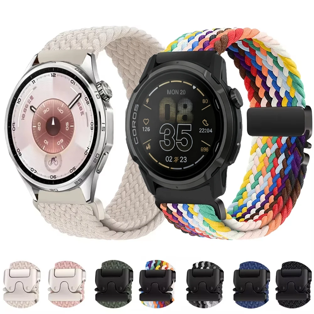 حزام حلقة مضفر من النايلون لساعة هواوي 5/GT6 Pro/GT6/GT5/GT4 46 ملم سوار بإبزيم المظلة لساعة سامسونج جالاكسي 7 6 5 4 #1