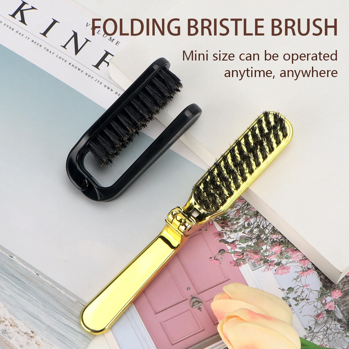 

Mane Bristle Hair Brush Foldable Portable Comb Pocket Collapsible Travel Soft Massage Comb Salon Hair Styling Tool