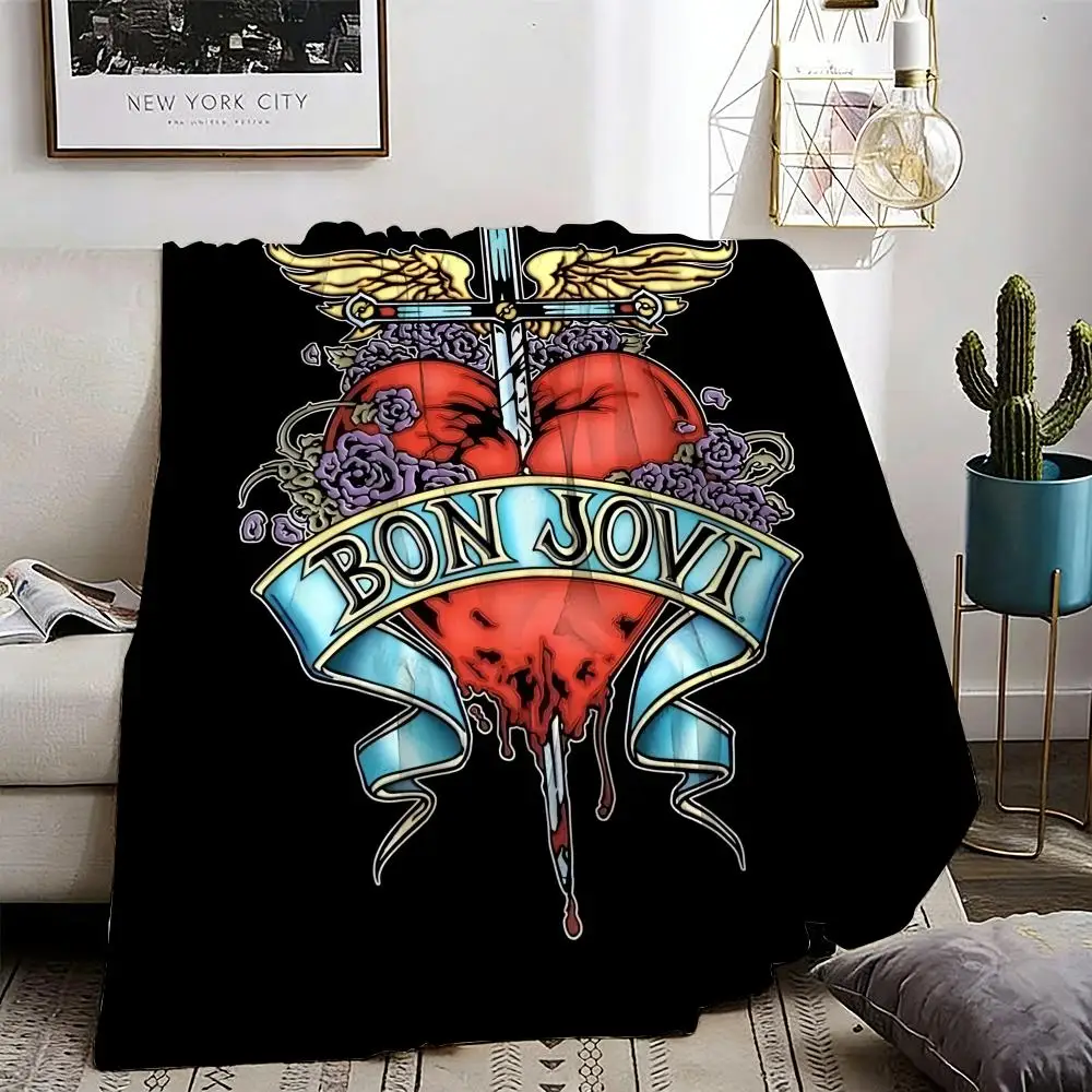 

Bon Jovi Throw Lightweight 240g Flannel Blanket Soft Skin-friendly for Summer Cooling