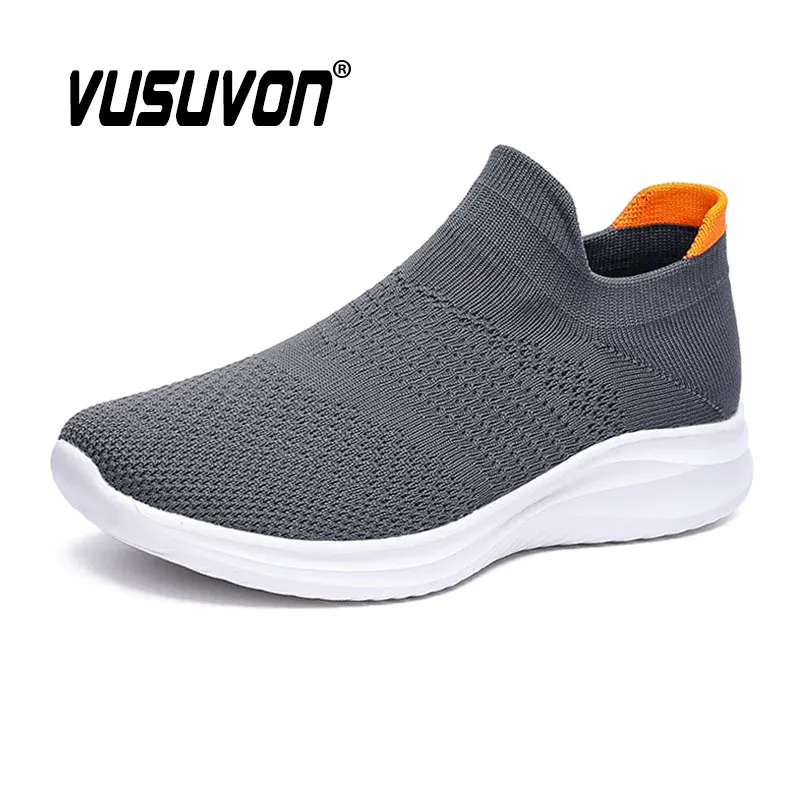 2024 Men Walking Mesh Shoes Spring Autumn Breathable Jogging Fashion Black Casual Flats Comfortable Slip-On Loafers Size 38-45