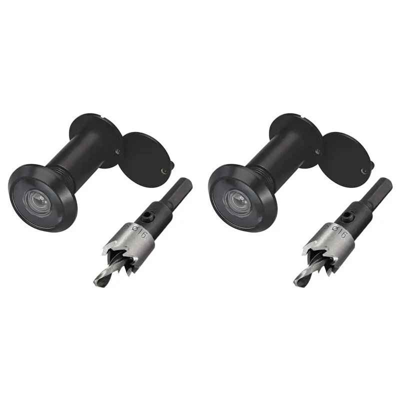 【FLASH DEAL】2X 220-Degree Solid Peep Holes For Door With 16Mm Drill Bit,0.63In Door Peephole For 1-3/8Inch To 2-1/6Inch