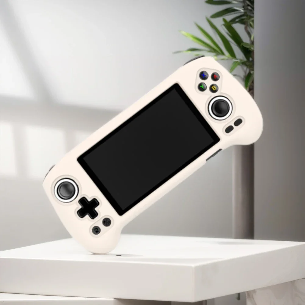 وحدة التحكم في الألعاب حافظة من السيليكون الناعم غطاء حماية مقاوم للسقوط والصدمات + واقي شاشة عالي الدقة 9H لهاتف ANBERNIC RG556