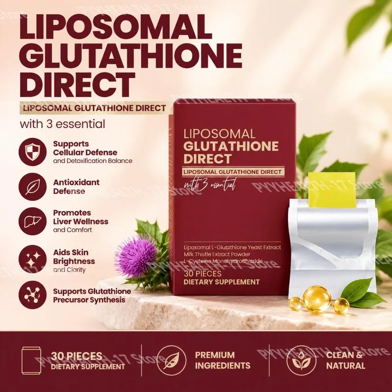 Liposomal Glutathione Direct Tablets Supports Cellular Defense with Milk Thistle Extract Powder and L-Cysteine, 30 Pieces