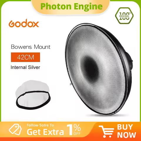 Godox Beauty Dish Silver 42cm / 16" Honeycomb Grid Bowens Mount w/ Diffuser for Flash Strobe