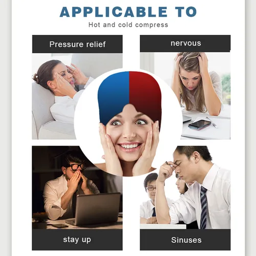 Imagen 2 del producto Gorro masajeador de cabeza, Gel para terapia de frío y calor, gorro de masaje para alivio de dolor de cabeza, migraña, estrés y presión