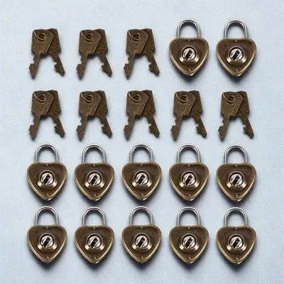 25 قطعة على شكل قلب قفل الحديد الرجعية للأزواج صندوق مجوهرات ديكور قفل صغير نمط قفل الأمتعة المعلقة #6