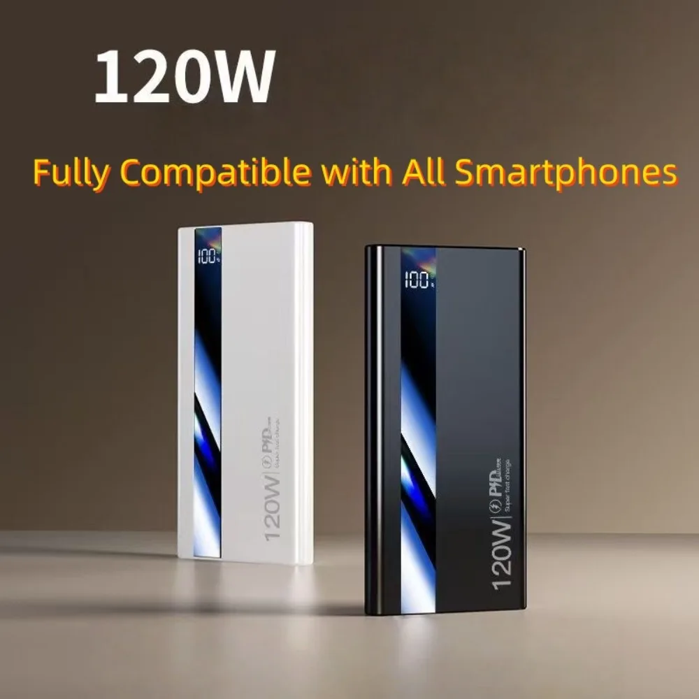 

20000mAh Power Bank 120W Bidirectional Super Fast Charge LED Digital Display Slim Portable Universal External Battery