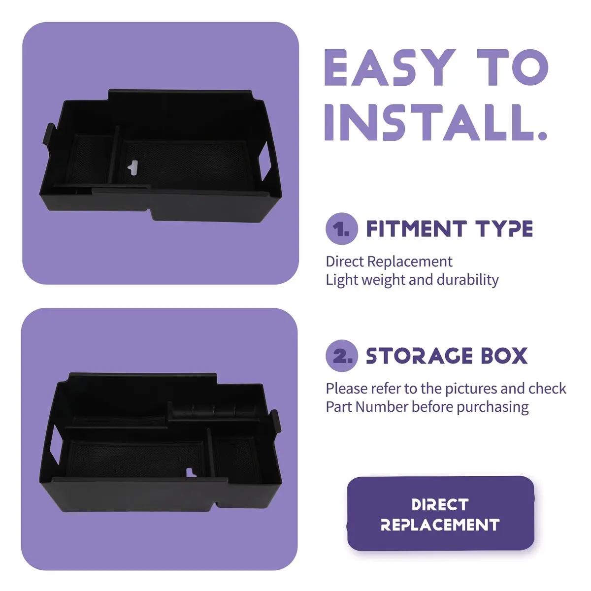 #44Q for Chevrolet Equinox 3 2018-2020 MK3 Car Plastic Organizer Boxes,Armrest Storage Box Container,(plastic)