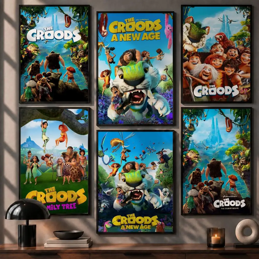 Funny Movie The Croods Poster No Glue Residue Self-Adhesive Art Poster Wall Decor for Bedroom Living Room