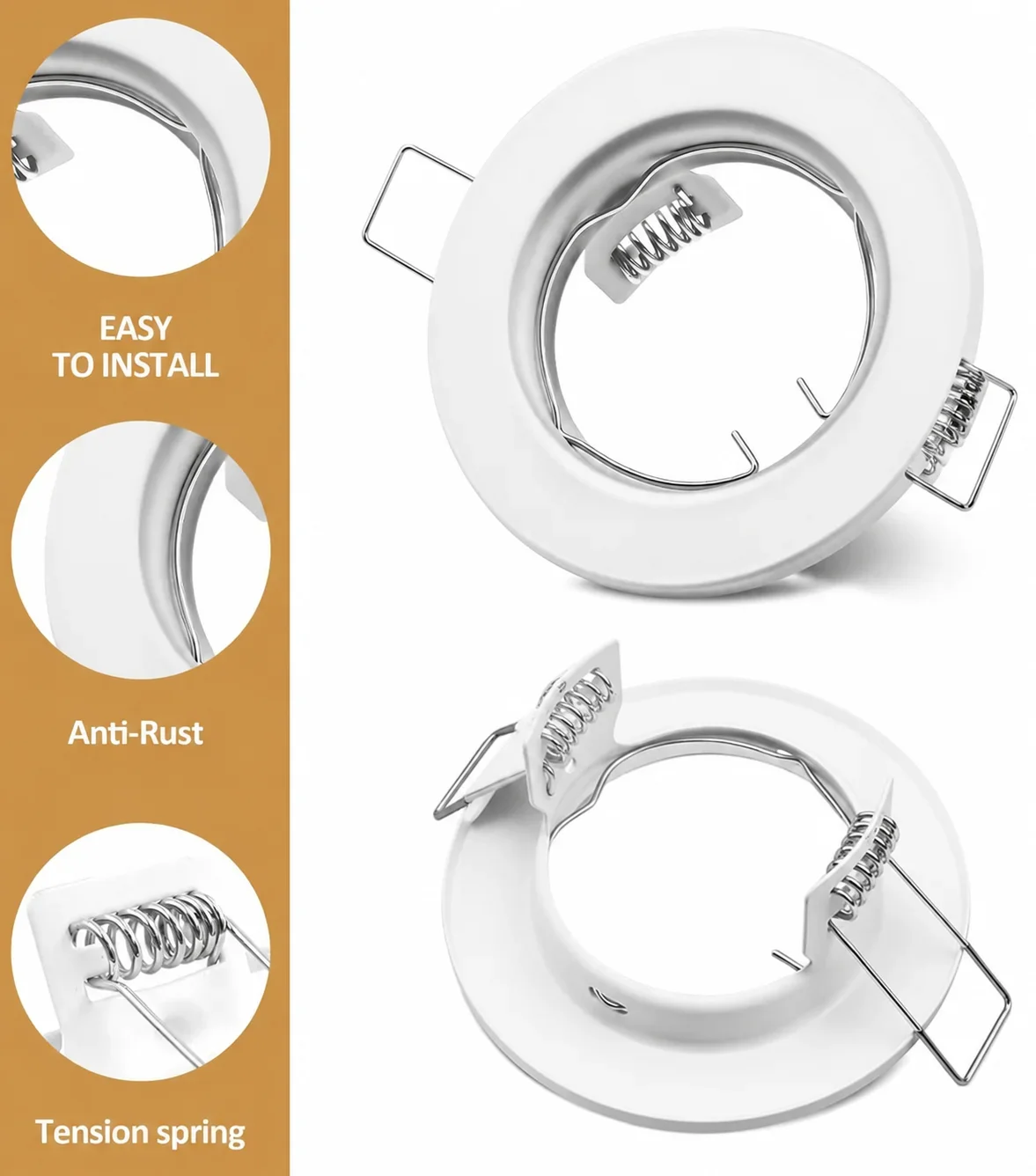 JOYINLED 6 Pack White Recessed Downlight Frame GU10 Spotlight Housing 60mm Cutout Ceiling Light Fixture with GU10 Lamp Holder