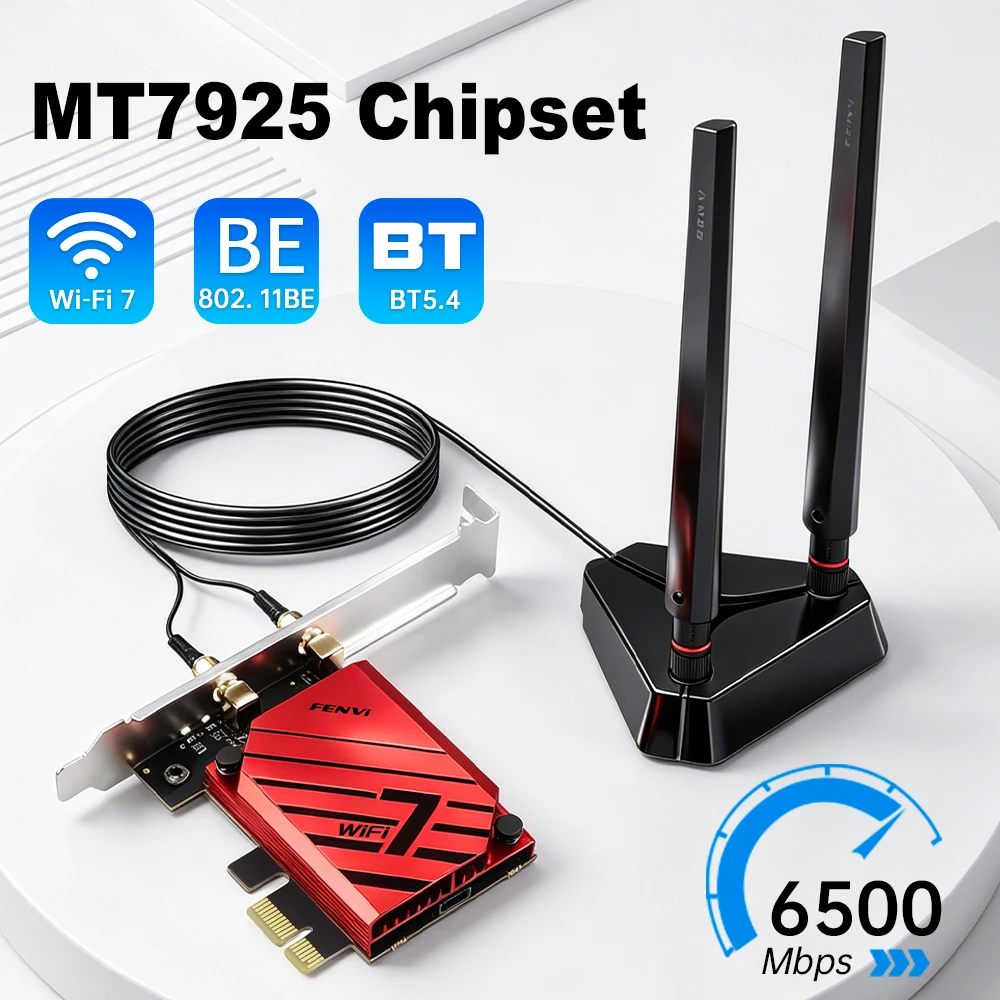 

Wi-Fi адаптер WiFi 7 MT7925 BT5.4 BE6500 802.11BE PCIE X1/4/8/16, беспроводная сетевая карта для ПК, совместимая с Win10/11