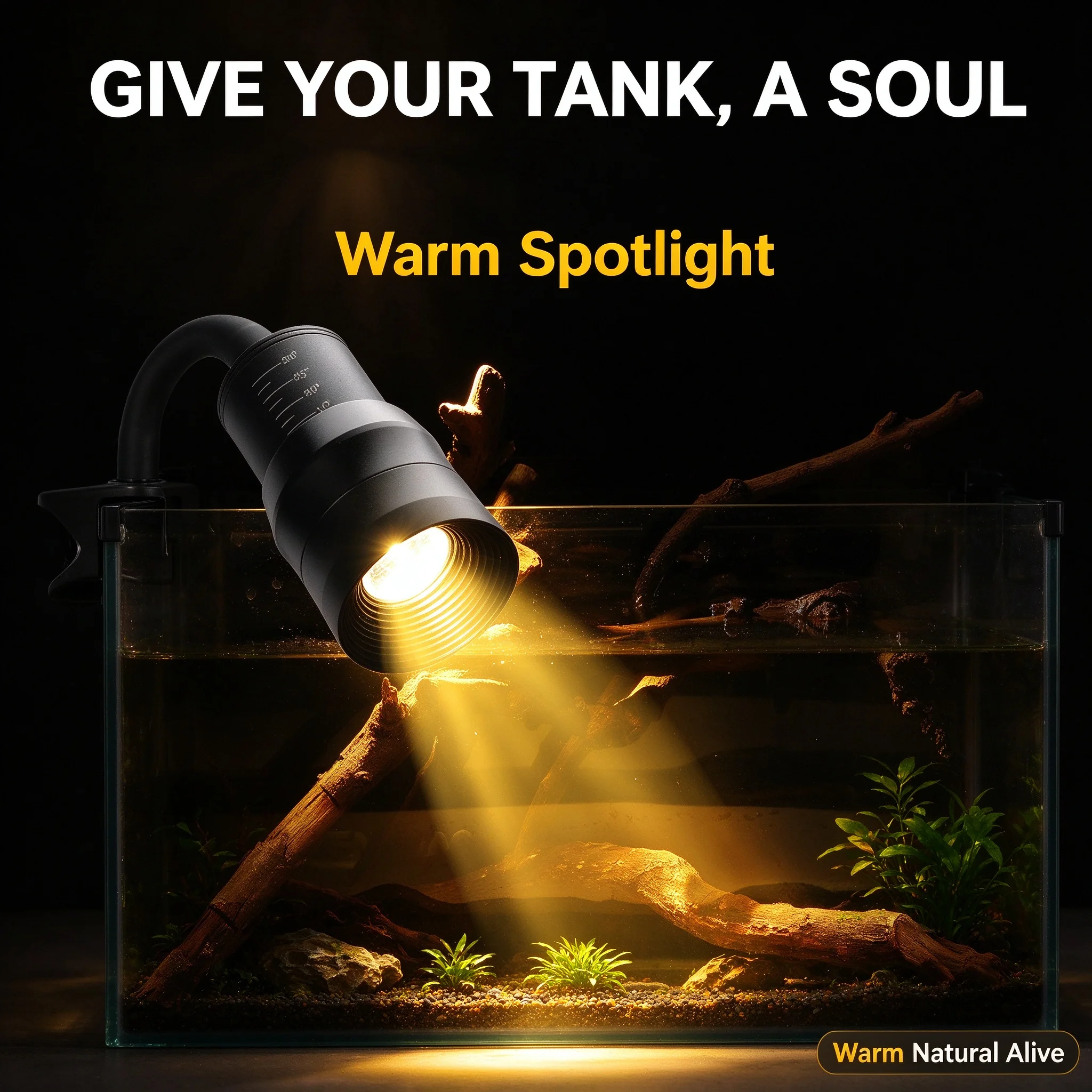 Mini LED Clip-On Fish Tank Light Square Tank Compatible Small Spotlight for Ornamental Landscape Lighting Native Tanks